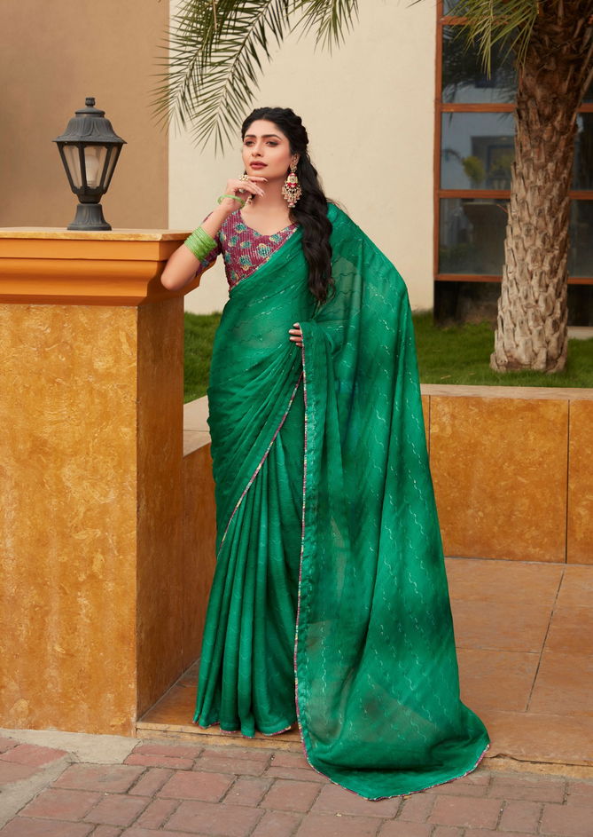 Oliva By Stavan 3D Shaded Embroidery Chiffon Sarees Wholesale Shop In Surat
